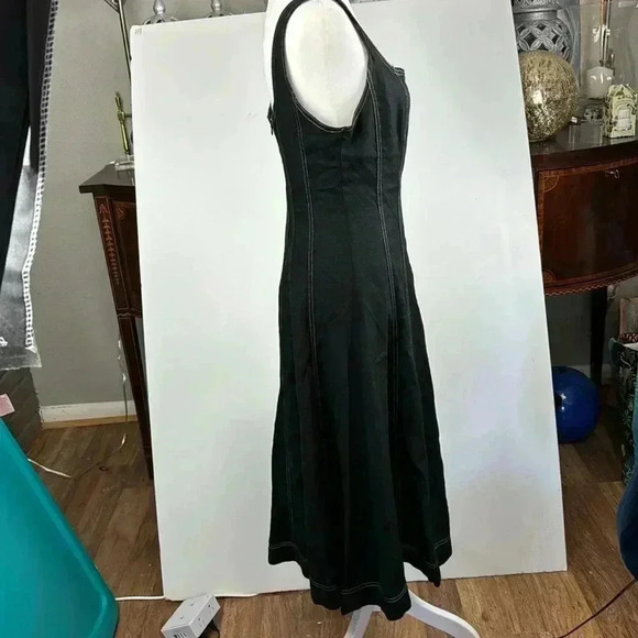 CHRISTIAN LACROIX SLEEVELESS DENIM COUTURE DRESS SZ M NWT SLIMMING STITCHING - Picture 4 of 11